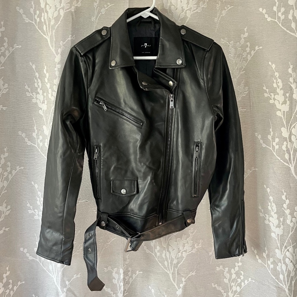 7 for all Mankind Black Leather Moto Jacket | Small | NWOT